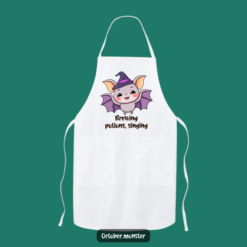 Funny Happy Bat Witch Hat Apron: Cook with Spooky Charm