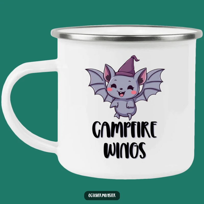 Funny Spooky Bat Enamel Camping Mug - Joyful Outdoor Gift
