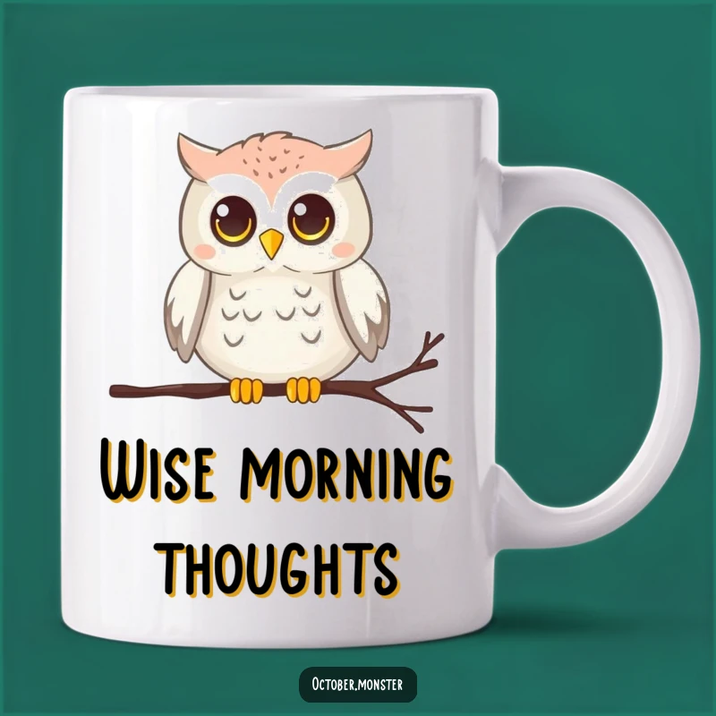Funny Chirping Owl Cobweb Mug - Wise Glowing Eyes Gift