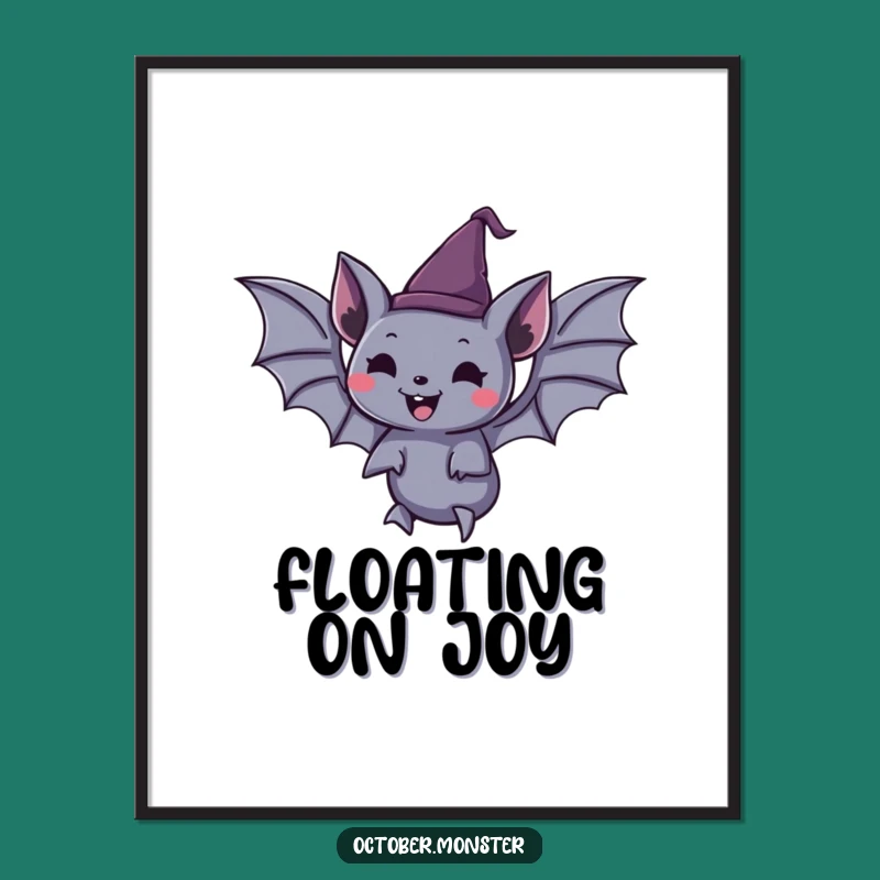 Funny Spooky Bat Digital Print - Joyful Halloween Wall Art Gift