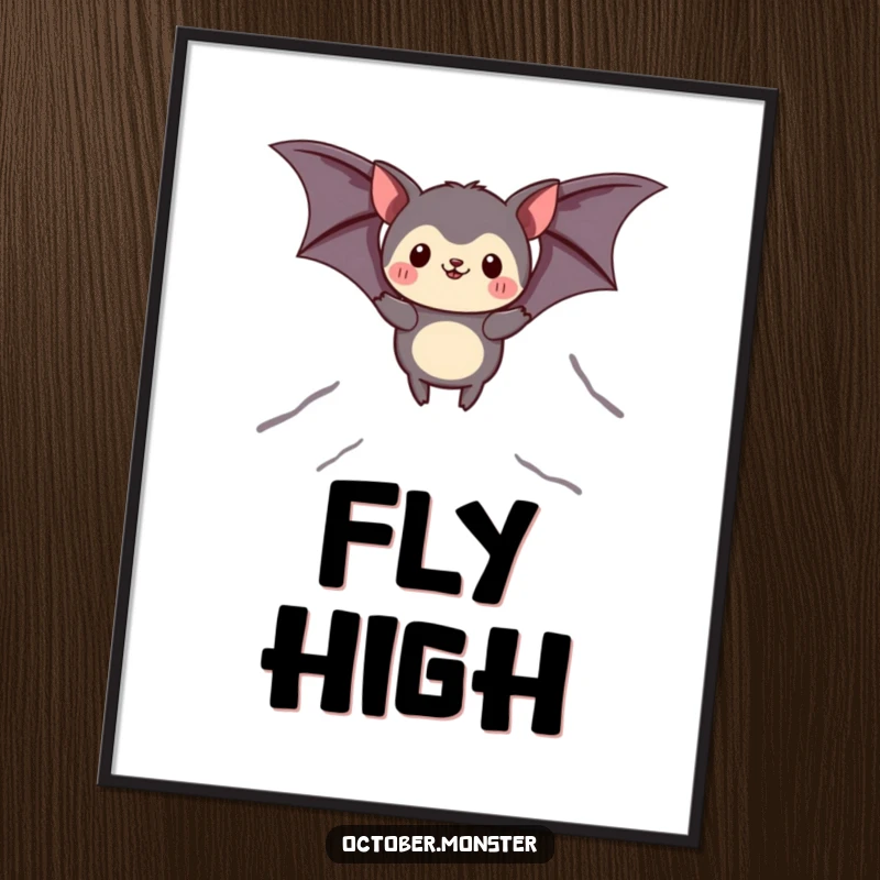 Funny bat animal digital art print featuring a creature in bat wings soaring, ready for immediate download and display.