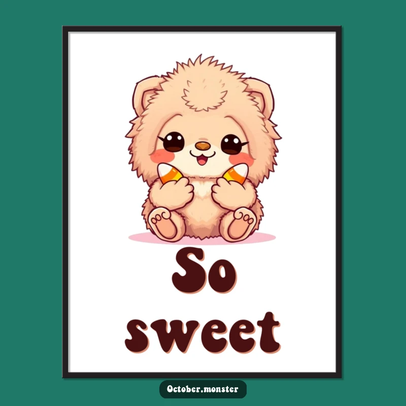 Funny Candy Corn Creature Digital Art: Excited Sweet Pal Print, Instant Download Funny Gift!