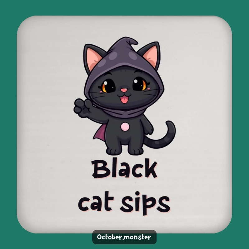 Funny Black Cat Coaster: Spooky Costume Protection, Perfect Humorous Table Saver