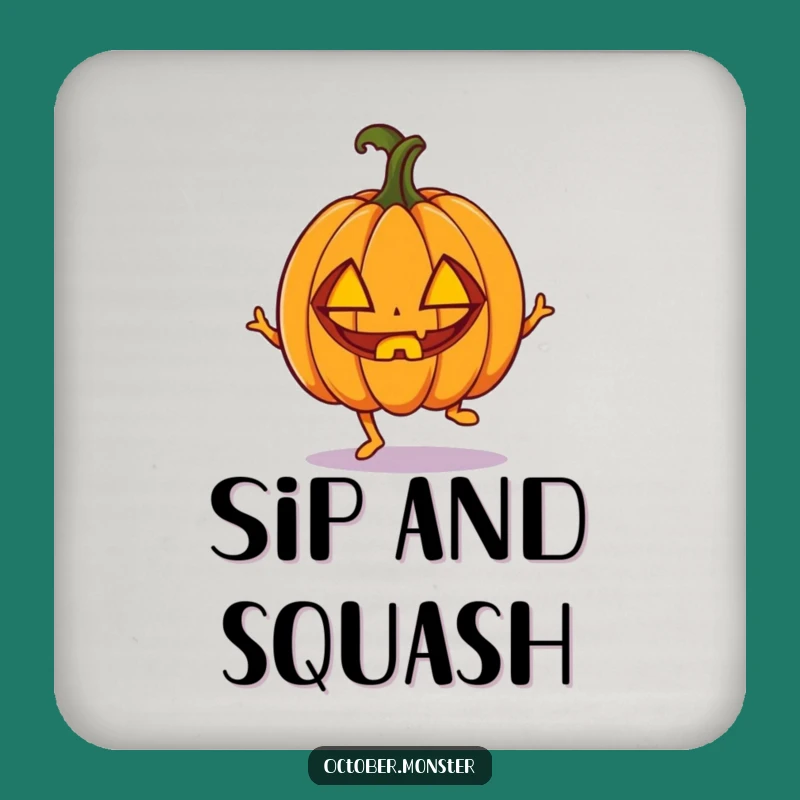 Funny Pumpkin Hop Coaster Set - Energetic Halloween Table Gift