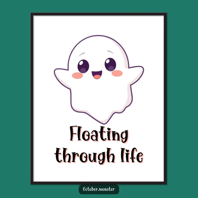 Funny Ghost Animal Poster: Adorable Floating Art, High-Quality Humorous Wall Decor