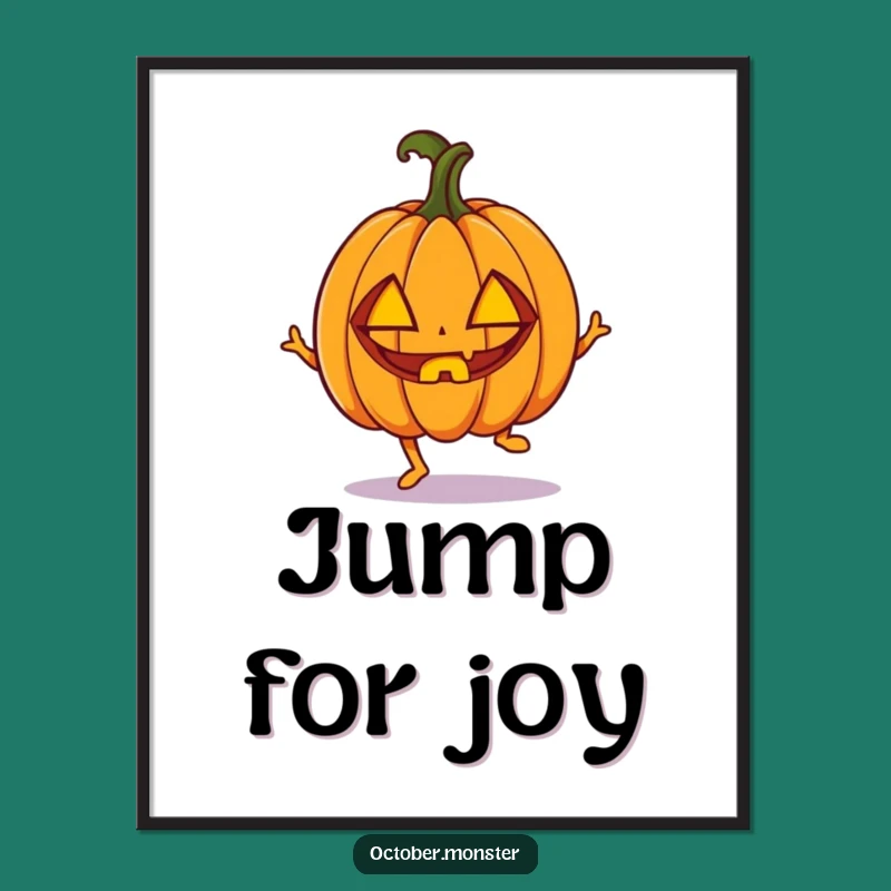 Funny Pumpkin Hop Art Print - Enthusiastic Halloween Decor Gift
