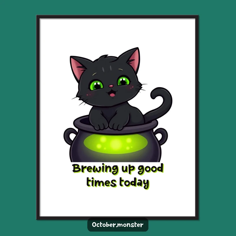 Free Printable Black Cat Wall Art - Funny Halloween Downloadable Art