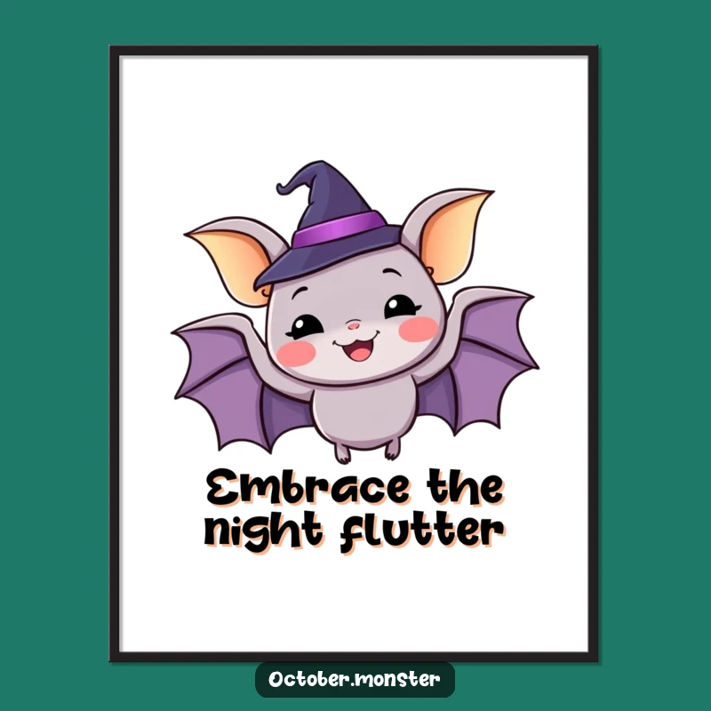 Funny Free Printable Wall Art: Whimsical Bat Witch, Hilarious Downloadable Art for Magical Vibes
