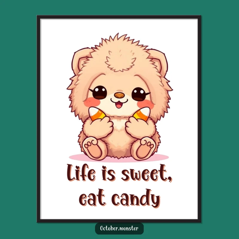 Free Printable Wall Art: Funny Candy Corn Creature Decor, Downloadable Whimsical Art