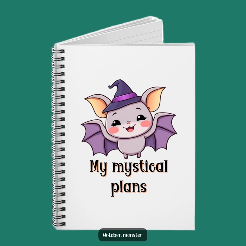 Funny Happy Bat Witch Hat Notebook: Jot Down Magical Ideas