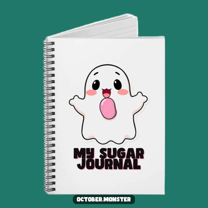 Funny Happy Ghost Notebook - Cheerful Halloween Journal Gift
