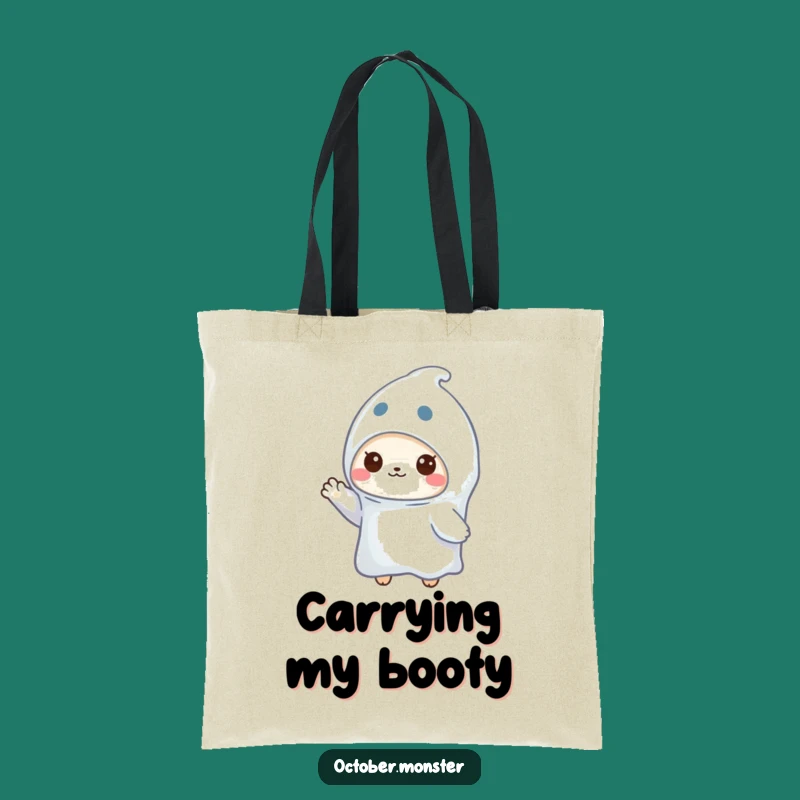 Funny Ghost Animal Tote Bag: Carry Your Haul with this Waving Spooky Friend, Great Funny Gift!